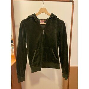 Vintage Y2K Green JUICY COUTURE cropped velour hoodie, size M